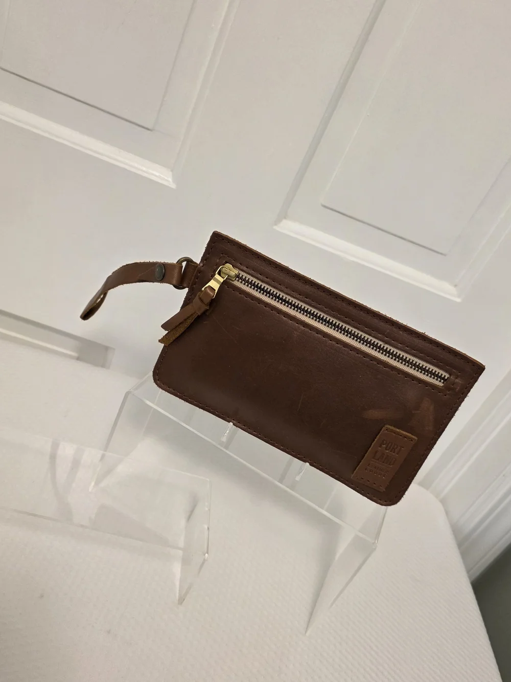 Portland Leather Goods Adriana Brown Leather Wristlet/Clutch, Slim, Versatile